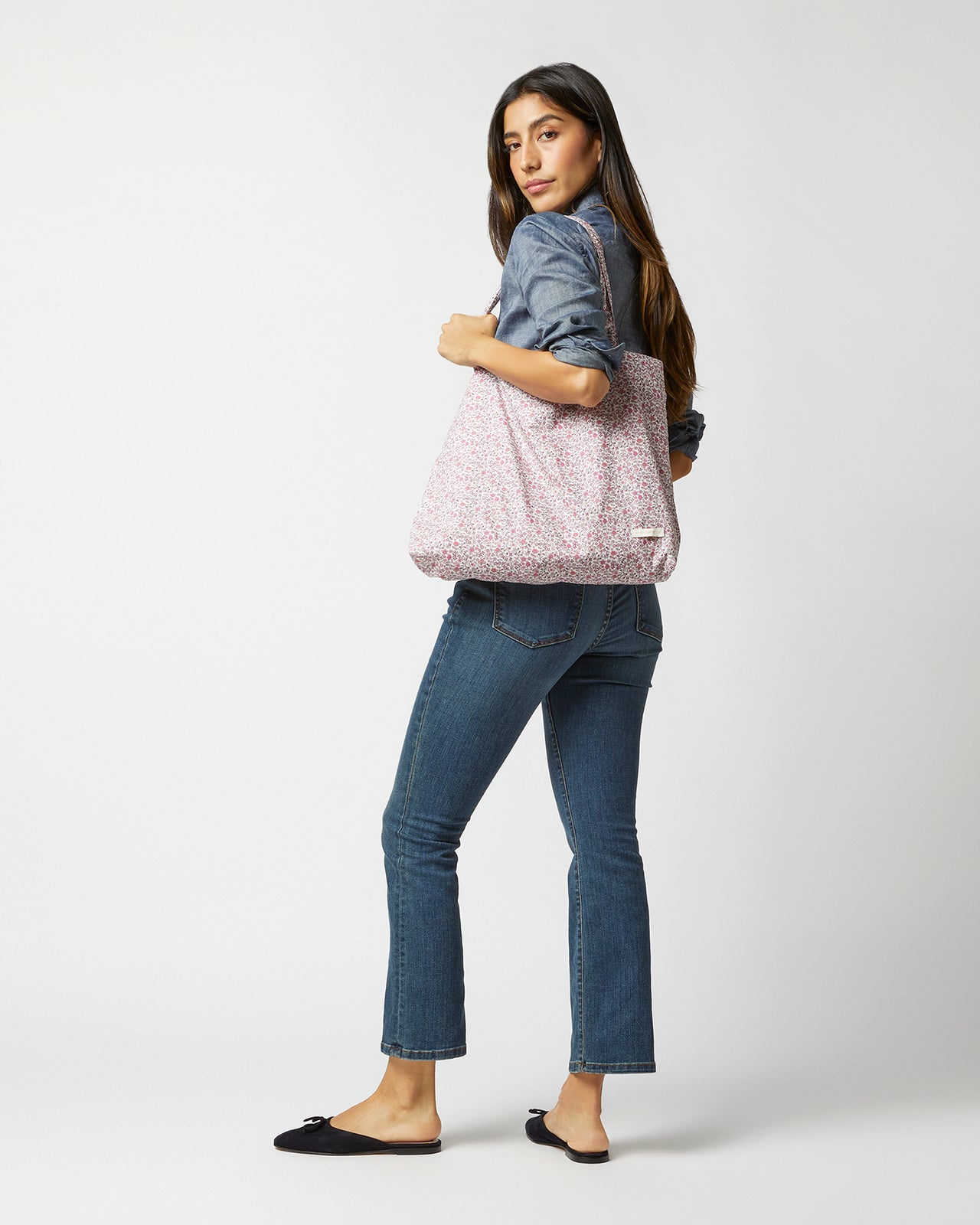 Reusable Tote Bag in Pink Diderot Liberty Fabric