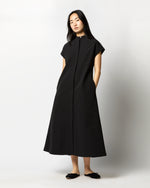 Load image into Gallery viewer, Gianna Maxi Shirtdress in Black Cotton/Nylon Faille
