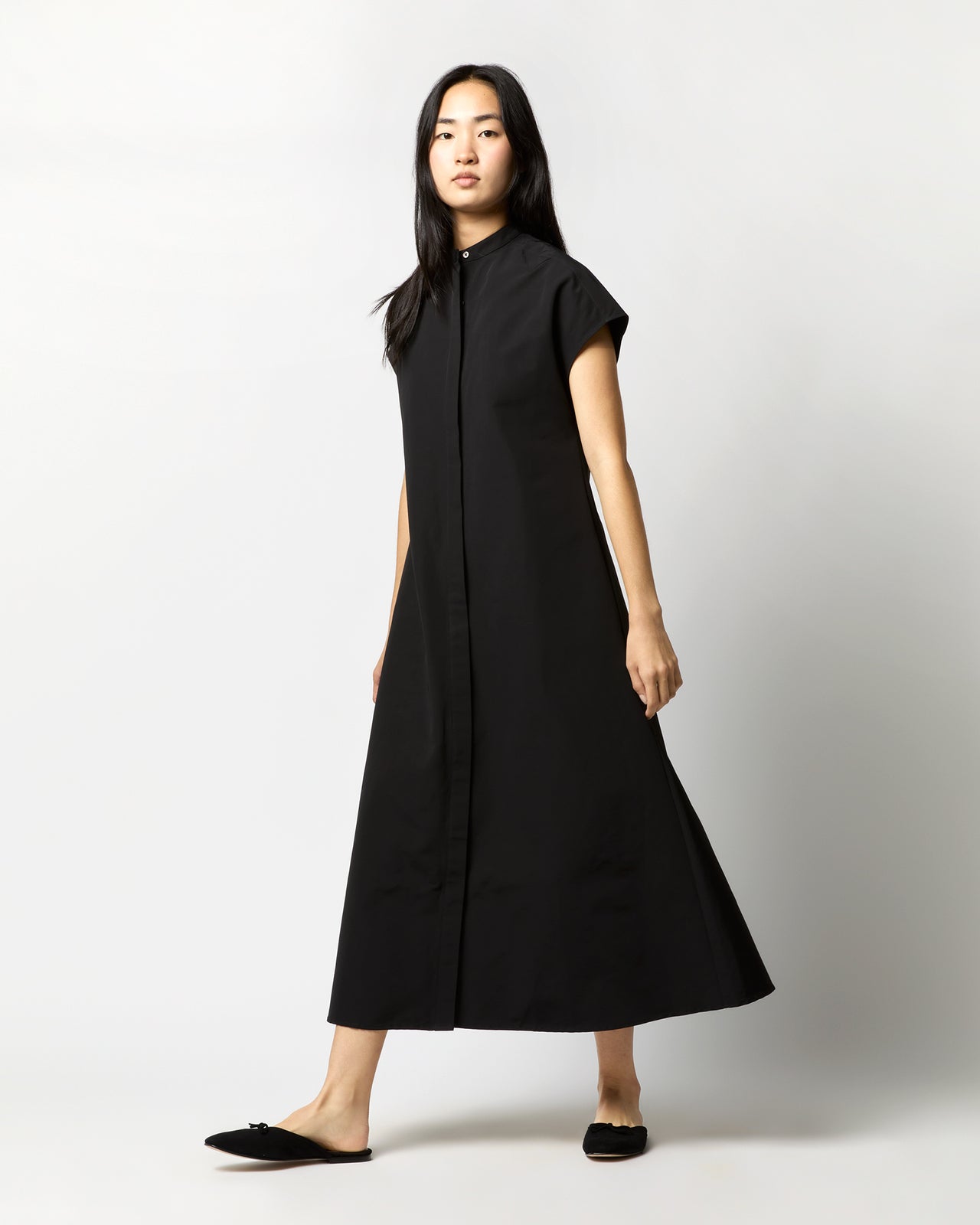 Gianna Maxi Shirtdress in Black Cotton/Nylon Faille | Shop Ann Mashburn Gianna Maxi Shirtdress in Black Cotton/Nylon Faille | Shop Ann Mashburn