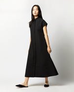 Load image into Gallery viewer, Gianna Maxi Shirtdress in Black Cotton/Nylon Faille
