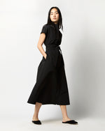 Load image into Gallery viewer, Gianna Maxi Shirtdress in Black Cotton/Nylon Faille
