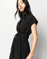 Load image into Gallery viewer, Gianna Maxi Shirtdress in Black Cotton/Nylon Faille
