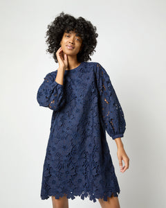 Francine Dress in Navy Floral Guipure Lace
