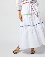 Load image into Gallery viewer, Isla Shirtdress in White Poplin with Multi Ric Rac
