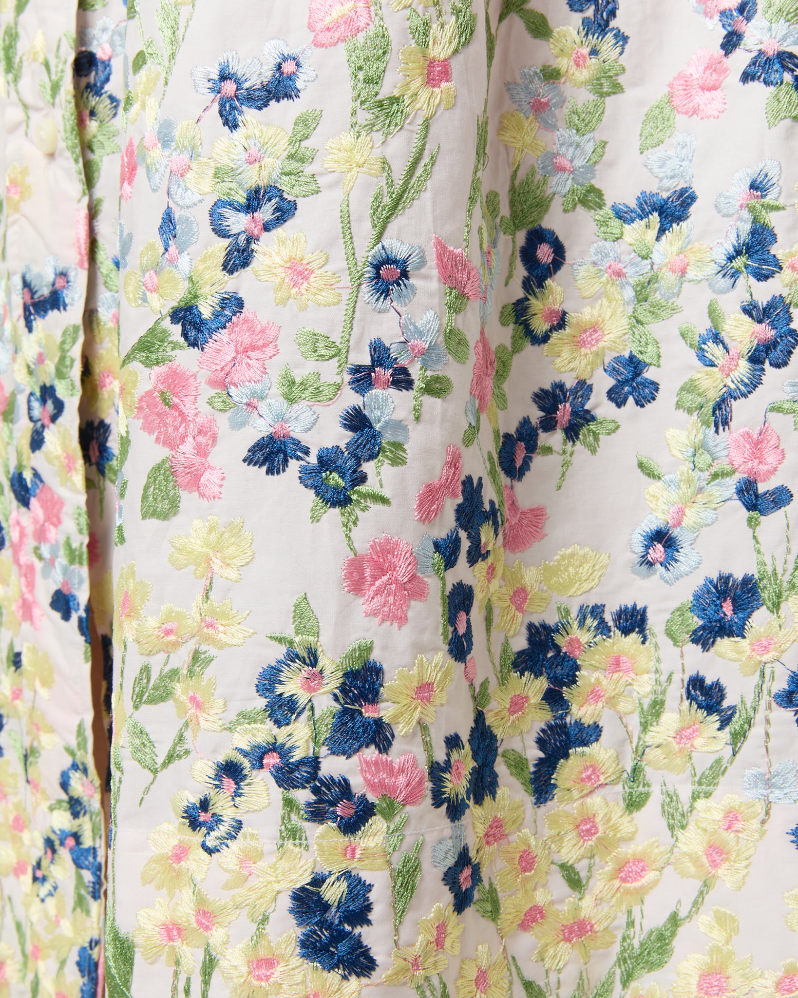 Classic Shirtwaist Dress in Light Pink/Multi Floral Embroidered Poplin
