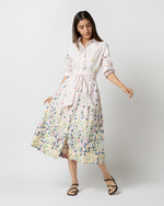 Load image into Gallery viewer, Classic Shirtwaist Dress in Light Pink/Multi Floral Embroidered Poplin
