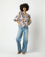 Load image into Gallery viewer, Lola Top in Blue/Tangerine Floral Cotton Lawn
