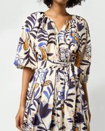 Load image into Gallery viewer, Lola Top in Blue/Tangerine Floral Cotton Lawn
