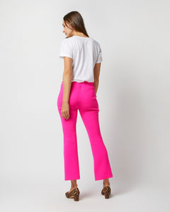 Faye Flare Cropped Pant in Fluorescent Pink Stretch Wool Crepe