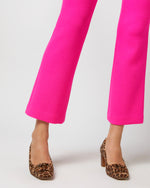Load image into Gallery viewer, Faye Flare Cropped Pant in Fluorescent Pink Stretch Wool Crepe
