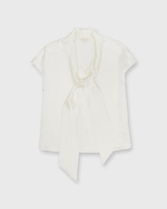 Atelier Tie-Neck Blouse in Ivory Hammered Silk