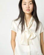 Load image into Gallery viewer, Atelier Tie-Neck Blouse in Ivory Hammered Silk

