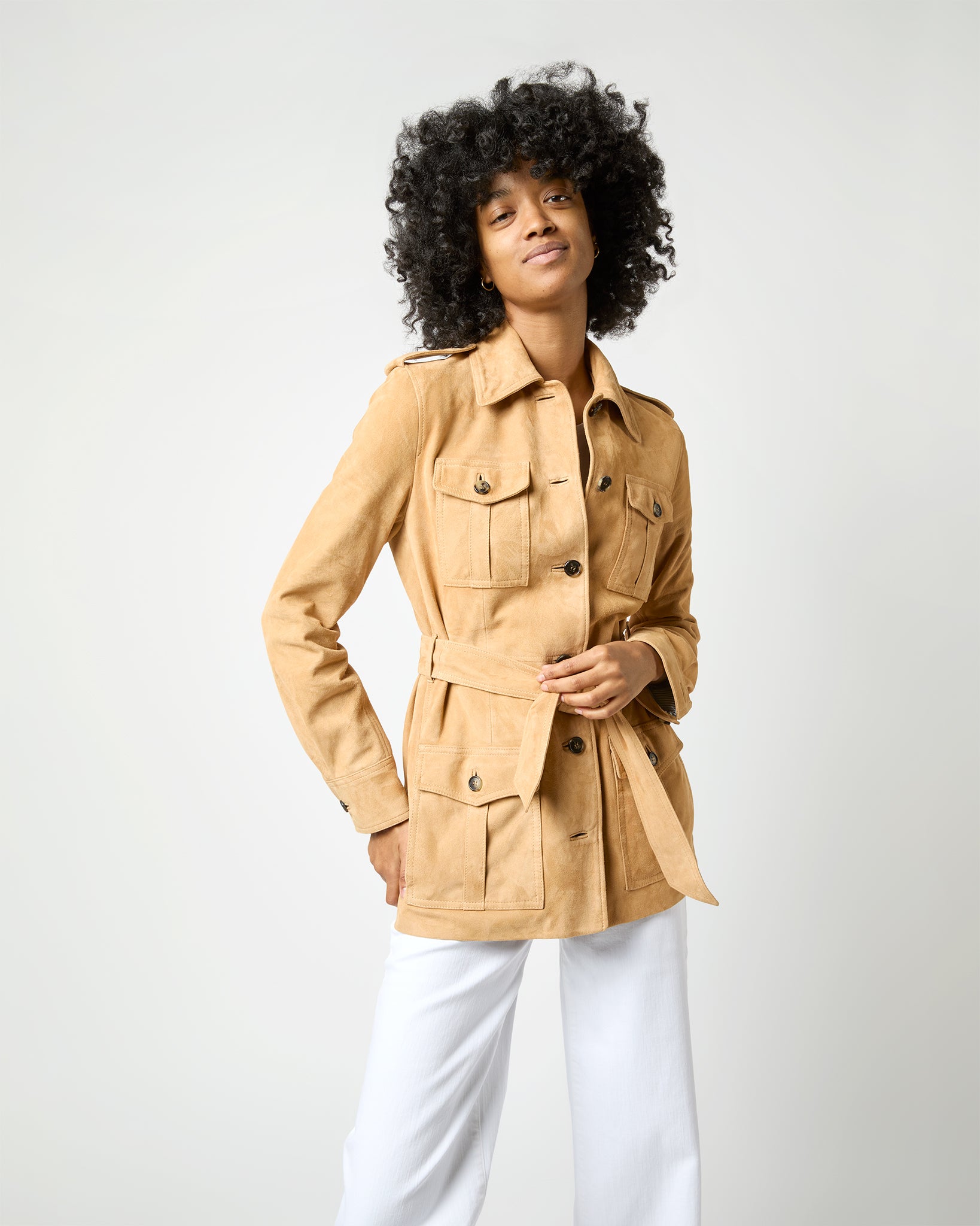 sid mashburn Safari Jacket in Khaki Suede | Clothing display picture 1