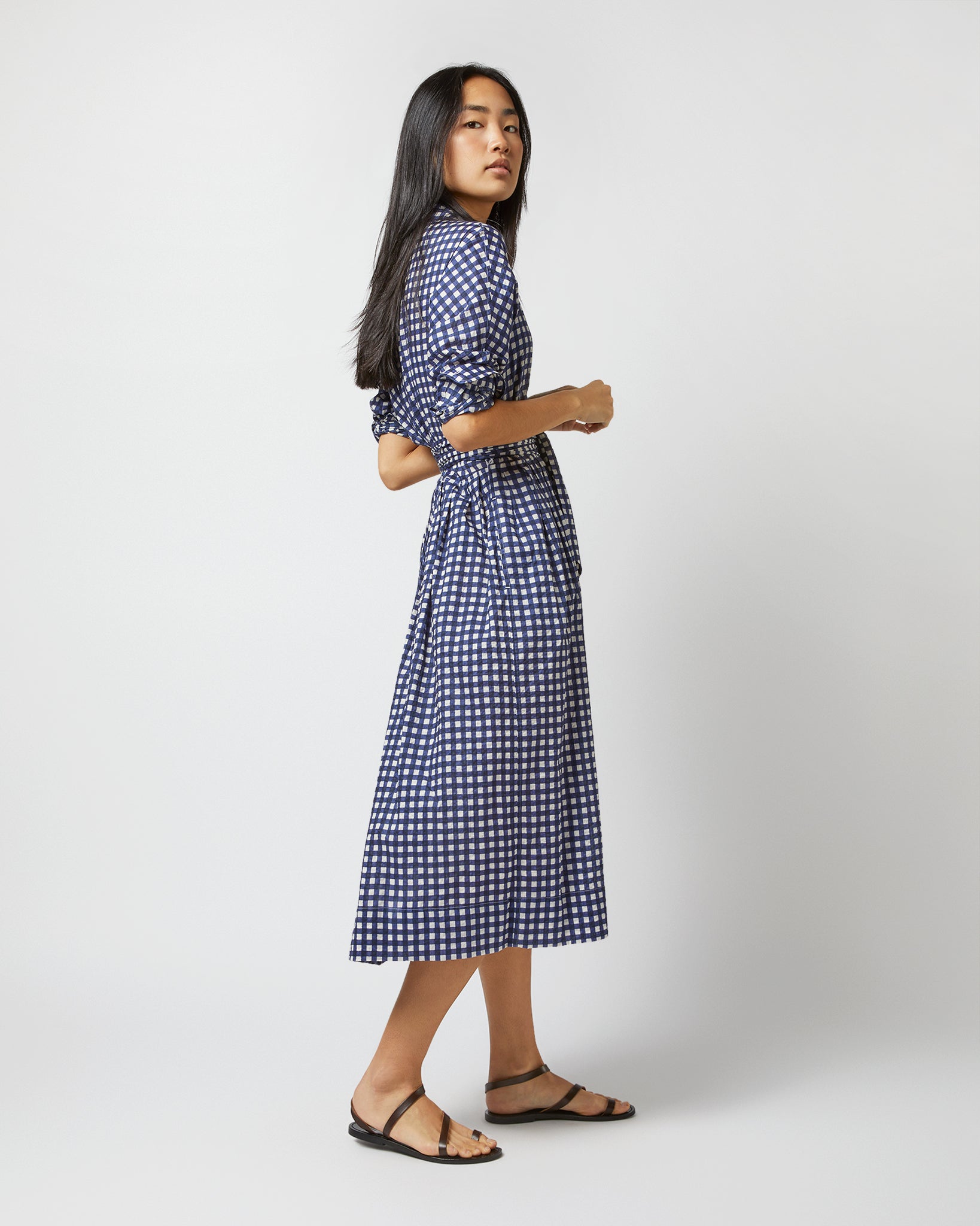 Kimono Shirtwaist Dress in Navy/Ivory Gingham Seersucker | Shop Ann Mashburn Kimono Shirtwaist Dress in Navy/Ivory Gingham Seersucker | Shop Ann Mashburn