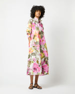 Load image into Gallery viewer, Annette Popover Dress in Pink/Olive Floral Stretch Poplin
