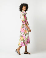 Load image into Gallery viewer, Annette Popover Dress in Pink/Olive Floral Stretch Poplin
