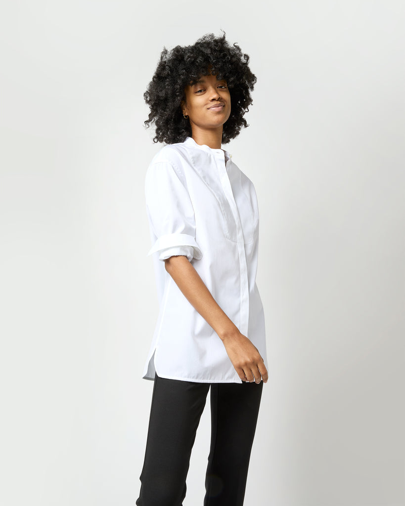 Josephine Bib Tunic in White Poplin/Pique | Shop Ann Mashburn