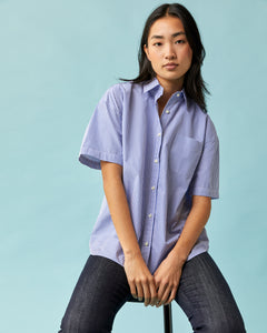 Agnes Shirt in Blue Bengal Stripe Poplin