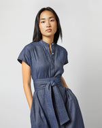 Load image into Gallery viewer, Gianna Dress in Indigo Stretch Cotolino
