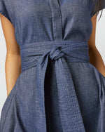Load image into Gallery viewer, Gianna Dress in Indigo Stretch Cotolino
