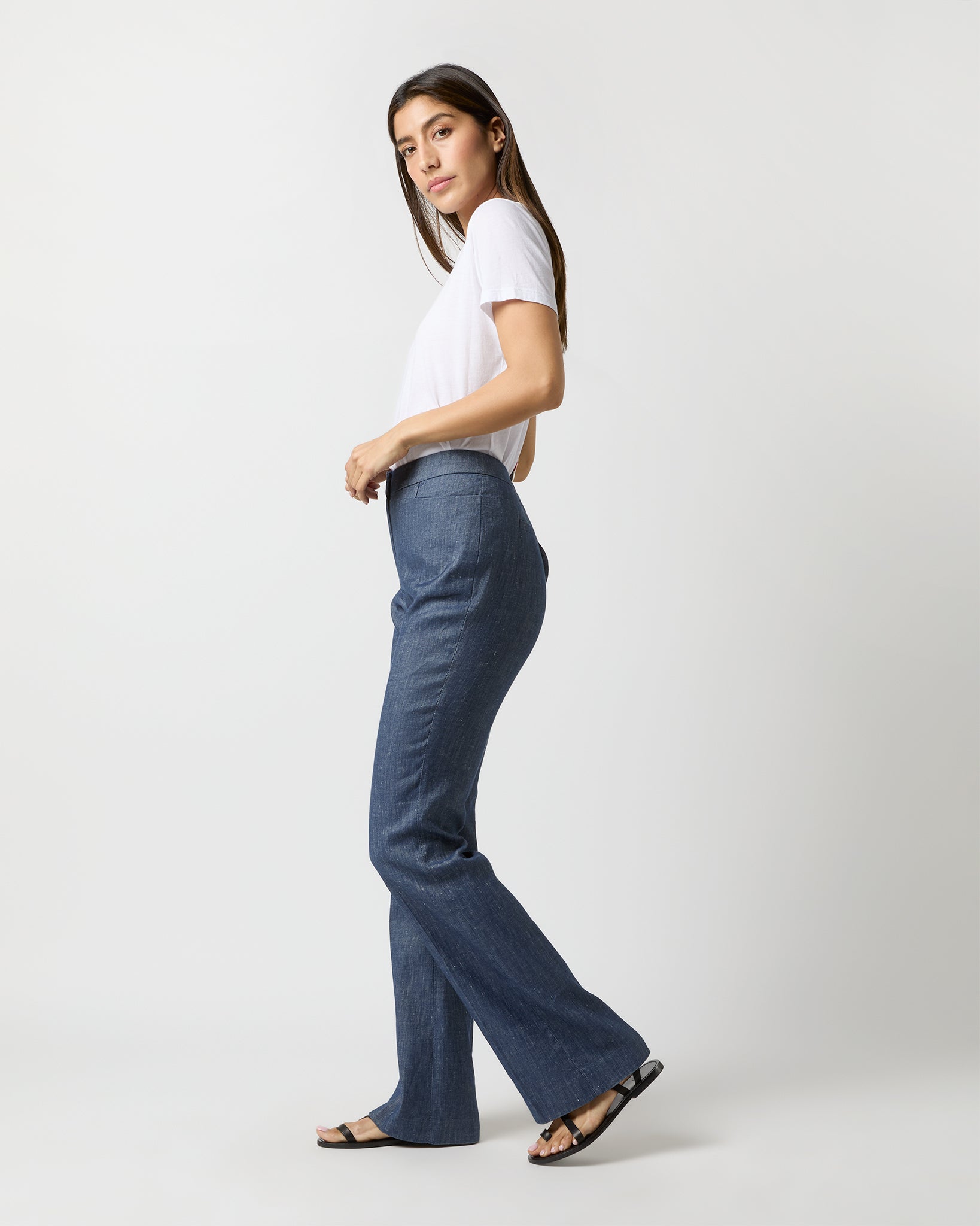 Norah Flare Pant in Indigo Stretch Cotolino