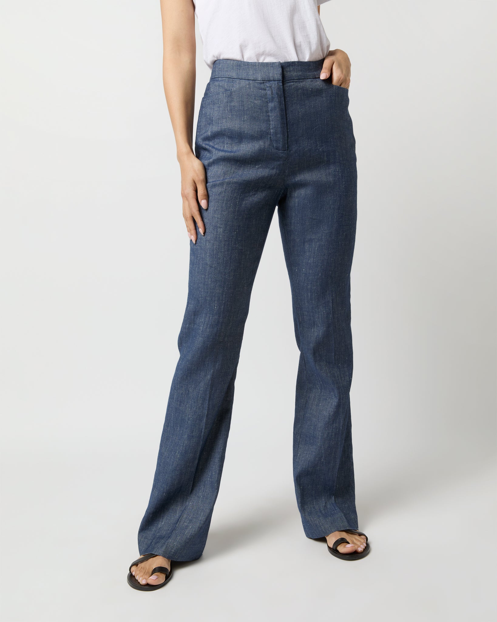 Norah Flare Pant in Indigo Stretch Cotolino