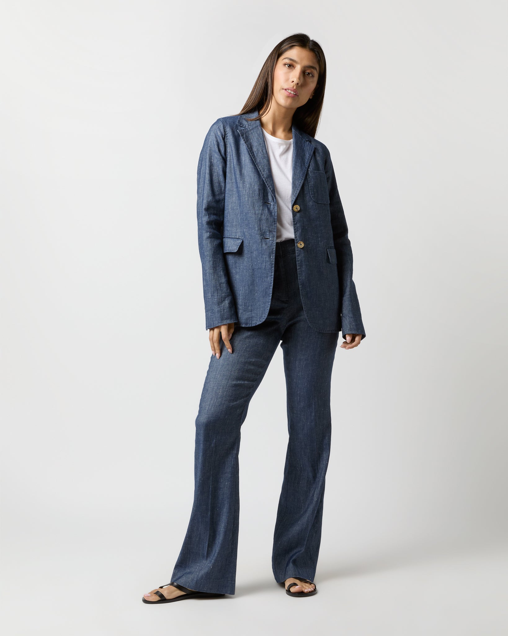 Norah Flare Pant in Indigo Stretch Cotolino