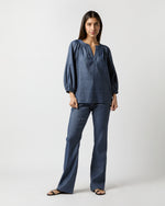 Load image into Gallery viewer, Norah Flare Pant in Indigo Stretch Cotolino
