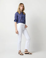 Load image into Gallery viewer, Frill Shirt in Ratti® Navy Strawberry Cotton Lawn
