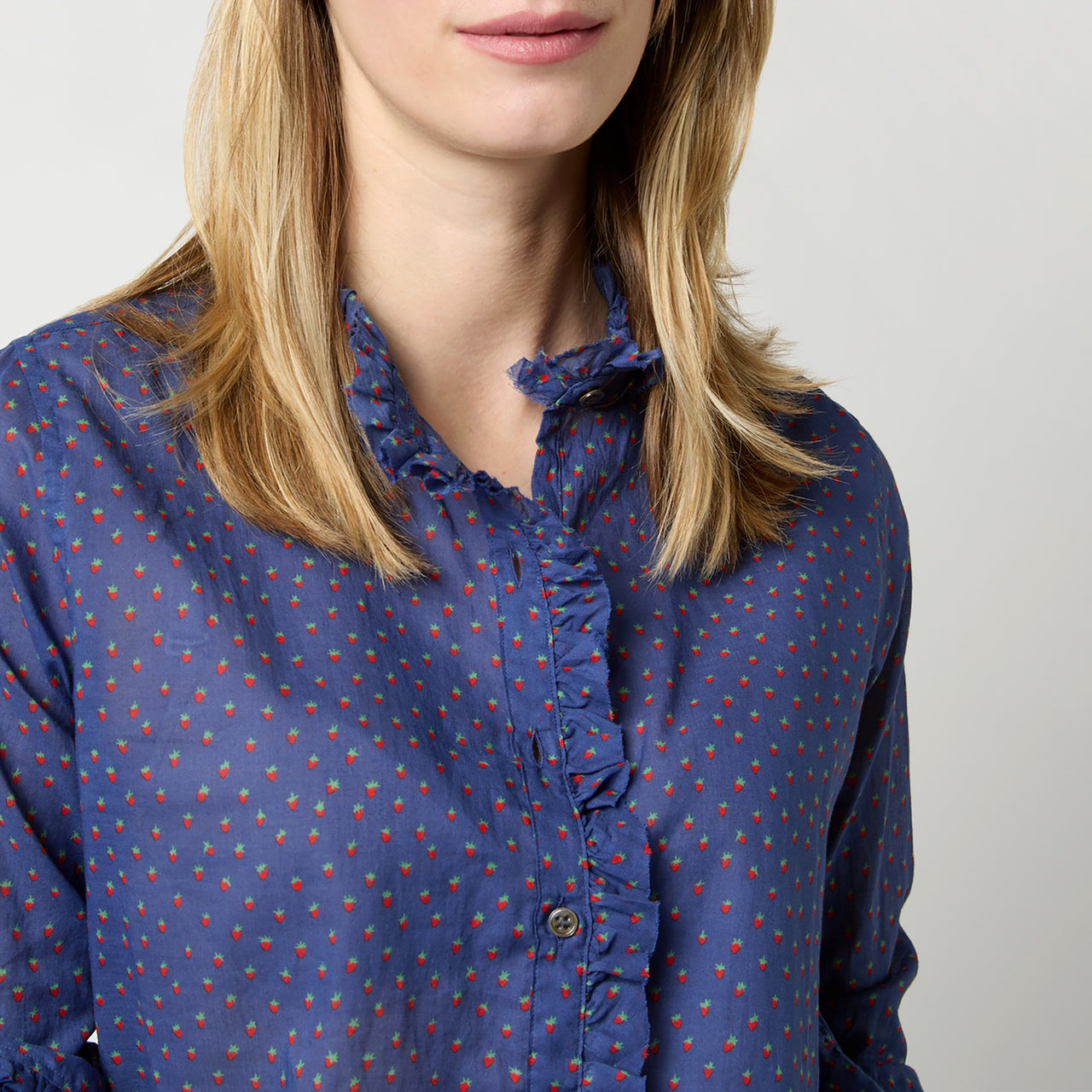 Made-to-Order Fabric in Navy Strawberry Cotton Lawn