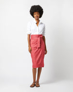 Load image into Gallery viewer, Kira Wrap Skirt in Red Stretch Cotolino
