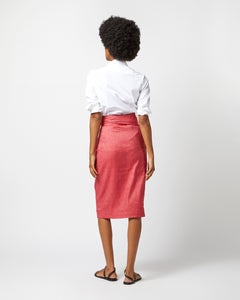Kira Wrap Skirt in Red Stretch Cotolino