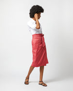 Load image into Gallery viewer, Kira Wrap Skirt in Red Stretch Cotolino
