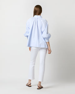 Liya Top in Sky Mixed Stripe Poplin