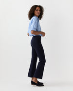 Load image into Gallery viewer, Lara Knit Flare Cropped Pant in Navy Supima Cotton

