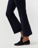 Load image into Gallery viewer, Lara Knit Flare Cropped Pant in Navy Supima Cotton
