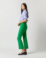 Load image into Gallery viewer, Britt Flare Cropped Pant in Green Stretch Cotolino
