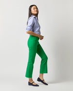Load image into Gallery viewer, Britt Flare Cropped Pant in Green Stretch Cotolino

