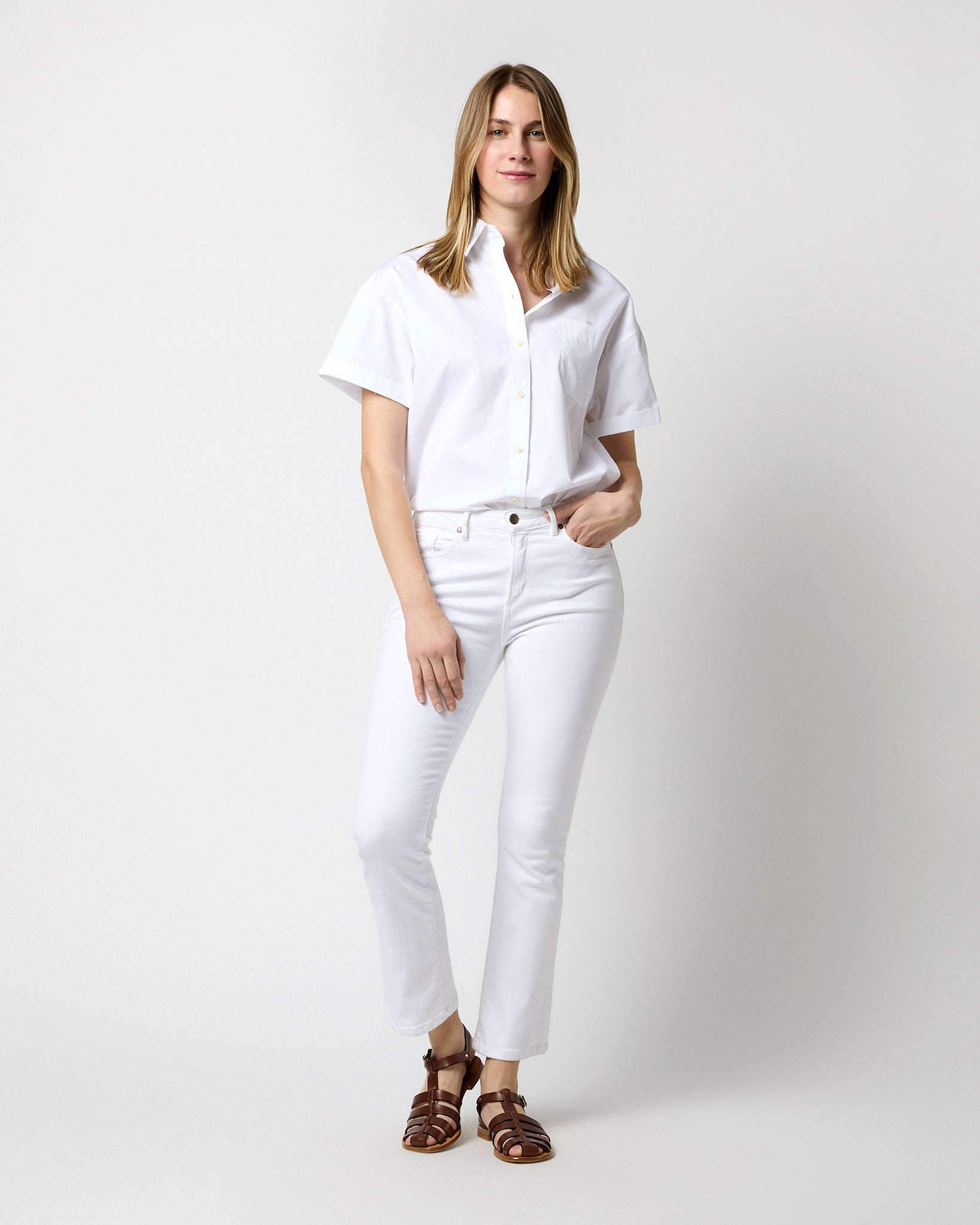 Agnes Shirt in White Poplin