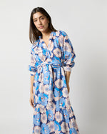 Load image into Gallery viewer, Tabitha Dress in Blue/Orange Ikat Anemone Liberty Fabric
