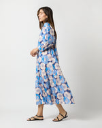 Load image into Gallery viewer, Tabitha Dress in Blue/Orange Ikat Anemone Liberty Fabric
