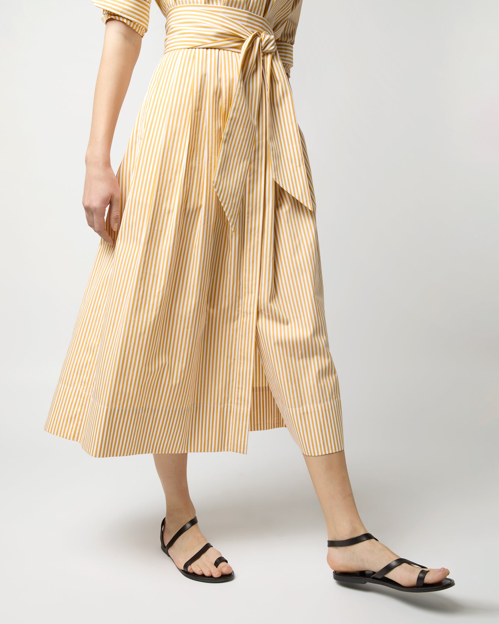 Felicity Shirtwaist Dress in Gold Bengal Stripe Poplin