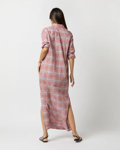 Talitha Shirtdress in Ivory/Orange Small Tile Printed Poplin