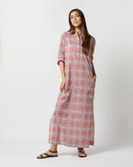 Load image into Gallery viewer, Talitha Shirtdress in Ivory/Orange Small Tile Printed Poplin
