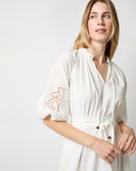 Load image into Gallery viewer, Carmen Ruffle Dress in White Border Eyelet
