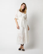 Load image into Gallery viewer, Carmen Ruffle Dress in White Border Eyelet
