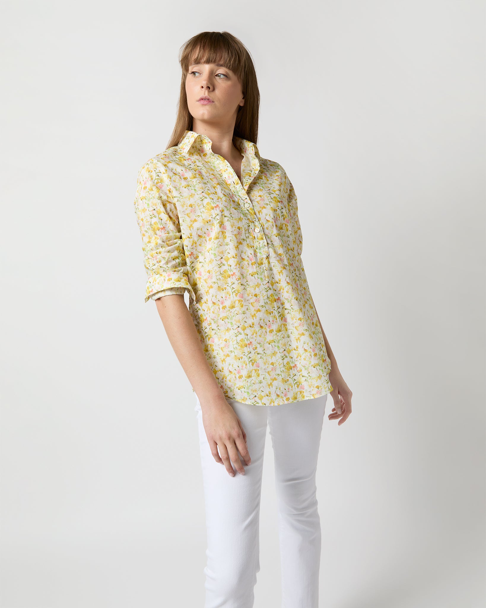Tomboy Popover Shirt in Yellow/Multi Inky Fields Liberty Fabric