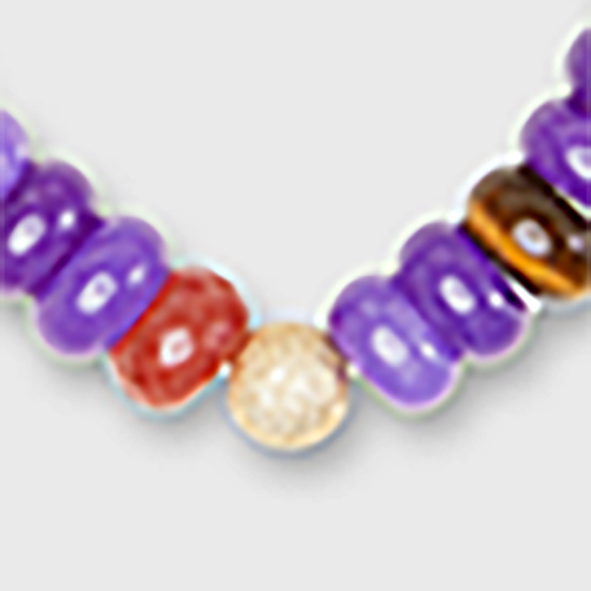Semi Precious Beaded Bracelet in Purple Tiger