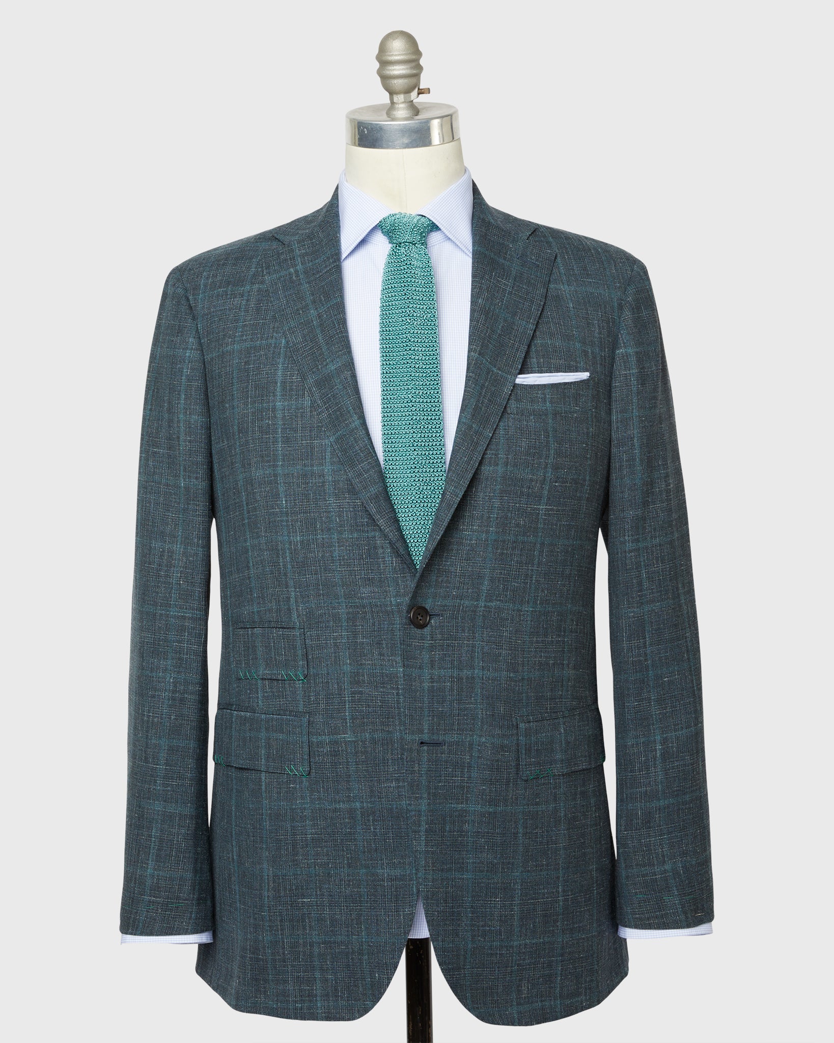 Virgil No. 3 Suit in Sage/Navy/Aegean Mix Glen Plaid Hopsack