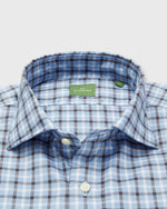 Load image into Gallery viewer, Spread Collar Sport Shirt in Blue/Brown/White Plaid Oxford
